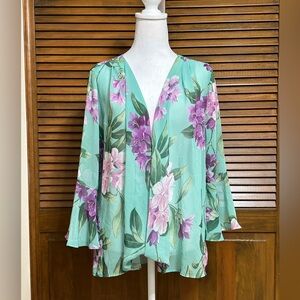 Sweet Pea by Stacy Frati Floral Blouse Summer  Kimono Size M